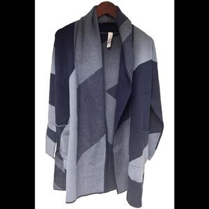 Wynne Collection Women's Open Front Cardigan Blue - Regular